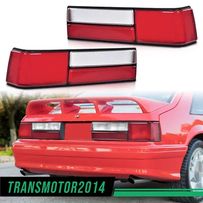 Pair Set Taillights Taillamps Lens Fit For 87-93 Ford Mustang Fox Body LX Style • $58.60