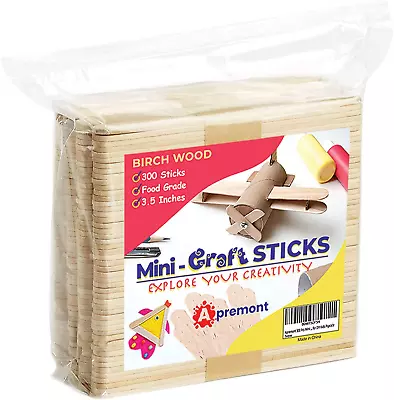 300 Pcs Mini Natural Wooden Food Grade Craft Sticks - Popsicle - 3.5 Inch • $8.99