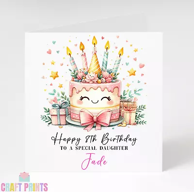 Handmade Happy Birthday Cake Card Personalised Card Daughter Granddaughter • £2.99