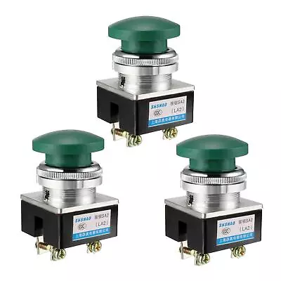 3pcs Push Button Switch Green Momentary AC380V 5A Switches 30mm Mount • $19.92