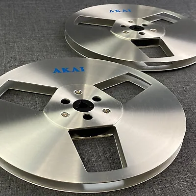 Lot Of 2 Akai Metal Reel Tape 7  Take Up Reel Empty Aluminum 1/4 Tape Vintage • $159.99