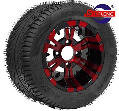 GOLF CART 10  RED/BLACK VAMPIRE WHEELS/RIMS And 205/50-10 DOT LOW PROFILE TIRES • $429