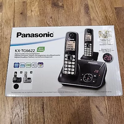 Panasonic KX-TG6622 Digital Cordless Phones & Answering System Twin Handsets NEW • £38