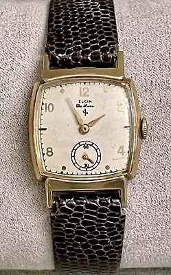 Vintage MCM Elgin De Luxe Mens Watch 10KT Gold Filled 17 Jewel Engraved 1949 • $42.50