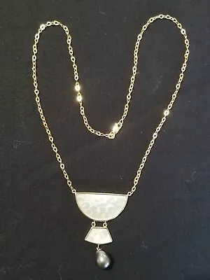 Na Hoku Antique Mother-of-Pearl Gaming Counter Necklace 14K Gold And Black Pearl • $750