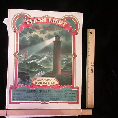 Flash Light March Two Step E.T Paull Music Co 1909 Sheet Music Great Graphics • $24.95