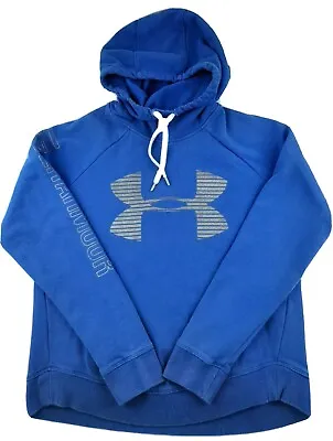 Under Armour Hoodie Sweatshirt Size Md Blue Full Chest Logo Mock Funnel Neck • $10