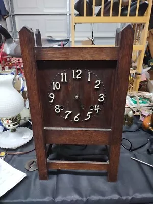 Vintage Oak Mission Mantle Clock Exposed Pendulum • $40