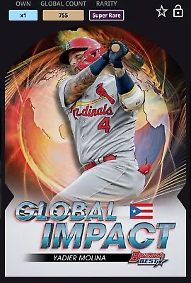 Topps BUNT DIGITAL On The Map 2023 YADIER MOLINA Puerto Rico Global Impact • $33