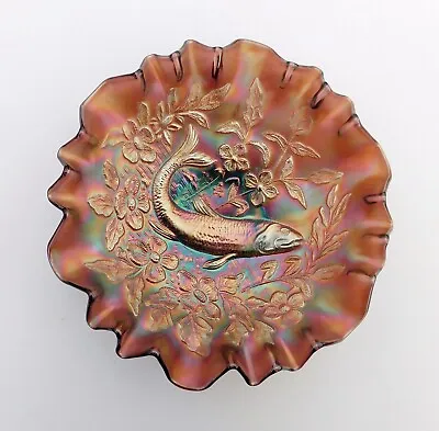 Millersburg Amethyst Carnival Glass 8  3 In 1 Edge Trout And Fly Bowl • $200