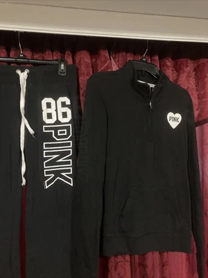 $16 • Buy Victorias Secret Pink Jogger Sweat Pants Sweatshirt Set Size Small Outfit