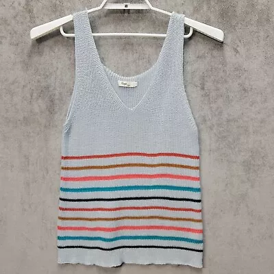 Hope Rayon Knit Tank Top Sweater Womens Medium Stripes Gray V-neck Sleeveless • $13.99