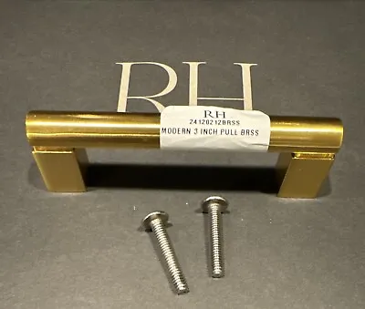 Restoration Hardware Modern 3” Handle Pull Brass Gold Kitchen Bathroom Pull Knob • $8.90
