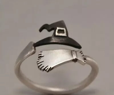 Witch Hat And Broom Ring Size 7Adjustable. Stainless Steel • $2.99