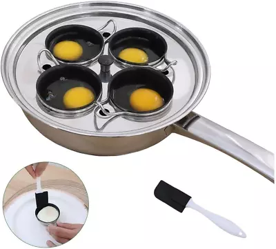 4 Cups Egg Poacher Pan - Stainless Steel Poached Egg Cooker – Induction Cooktop • $44.99