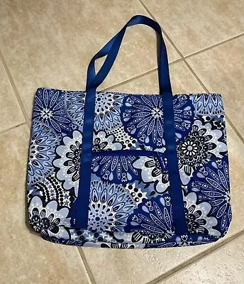NWT Vera Bradley Lighten Up Deluxe Family XL Blue Floral Tote Shoulder Bag • $47.99