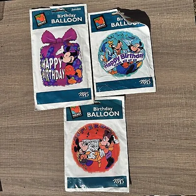 Vintage 90s Disney Mickey Mouse Unlimited Birthday Balloons Goofy Gift Lot Of 3 • $14.99