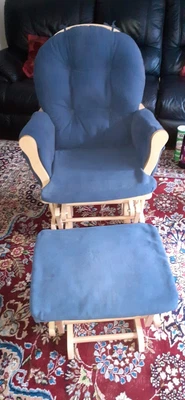 £60 • Buy Maternity Nursing Glider Rocking Chair Gliding With Stool Wood Frame 