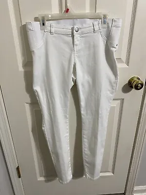 Liz Lange Maternity Pants Denim Jeans White Ankle Skinny Stretch Size XS 32x26 • $7.50