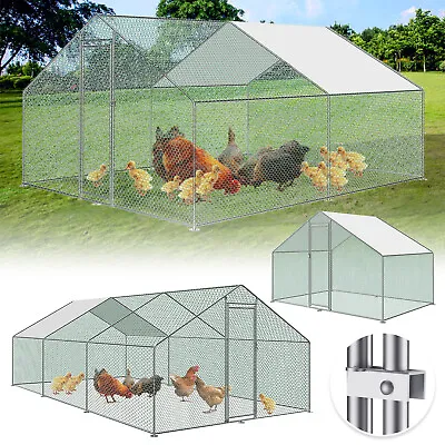 £170.90 • Buy Chicken Coop Run Cage Walk In Poultry Hen Rabbit Kennel Hutch Metal Large Cages