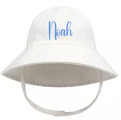 Personalised Baby Bucket Hat Baby Name Sun Hat Summer Hat Baby Boy Girl 3-9mth • £8.99