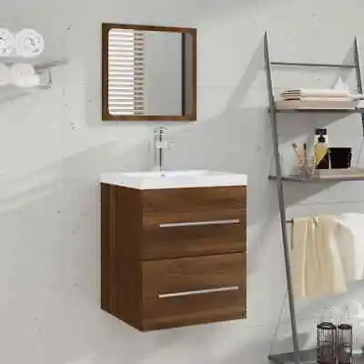 Bathroom Cabinet With Mirror Engineered Wood Vanity Unit Multi Colours VidaXL • £39.99