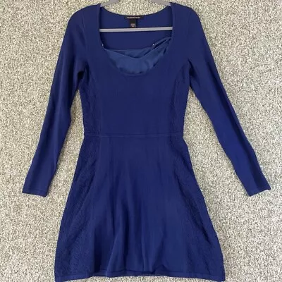 Victoria Secret Womens Dress S P Navy Long Sleeve Sweater Knit U Neck Blue Slip • $12.50