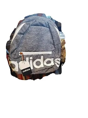 $25 • Buy Adidas Linear Mini Backpack Gray Logo Bag Purse 5149642 Spellout Nylon Small New