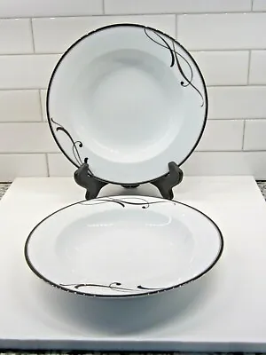Lot Of 2 Mikasa Cocoa Blossom 9  Porcelain Flat Rimmed Bowls SL170 Portugal • $22.99