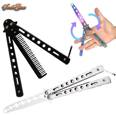 Butterfly Training Knife Comb Trainer Metal Non Sharp Dull Practice Tool New • $6.98