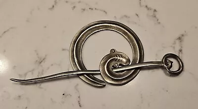 Vintage Handmade Metal Hair Pin With Circle – Snake / Fish Design • $24