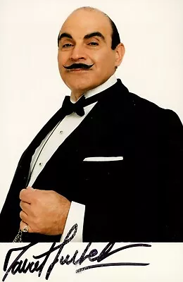 SMUDGED David Suchet Hand Signed 6x4 Photo Hercule Poirot Agatha Autograph + COA • £30