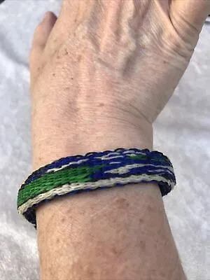 Hitched Horsehair Bracelet State Of Montana Prison Green Blue White And Black • £28.71