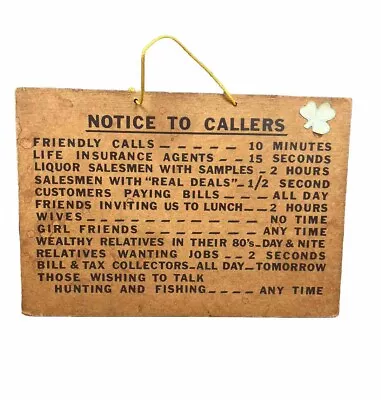 Postcard Vtg Humor Funny Comic Notice To Callers Time Limits - Garage Sign • $12.99