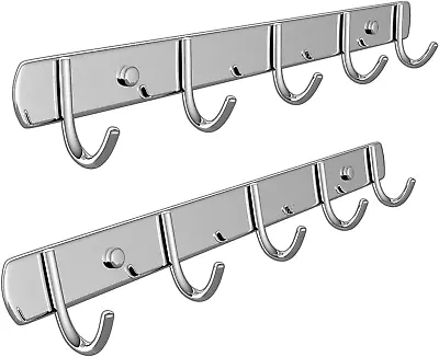 2 Pcs Coat Hook Rack 14-Inch Towel＆Key Hook Rail With 5 Hooks Durable Wall Mou • $24.99