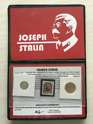 Joseph Stalin 10 Kopek Silver Coin 3 Kopek Coin & Stamp SOA & History & Album  • $45.50