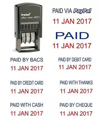 £13.95 • Buy Paid Date Stamp Trodat 4850 Self Inking Rubber Dater Accounts Office Post 