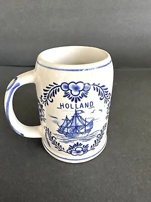 $9 • Buy Delft Blue Hand Painted Mug Holland Windmill Tall Ship Stein Tankard 14 Oz