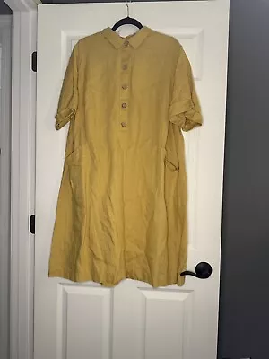 J Jill Love Linen Short Sleeve Dress 2x Mustard  • $30