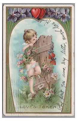 Love's Token VALENTINE'S DAY Cupid Hearts Flowers Vintage Postcard • $4.99