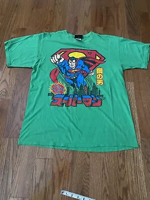 Vintage DC Comics Japanese Superman Green Graphic T-Shirt Men’s Size Large • $45