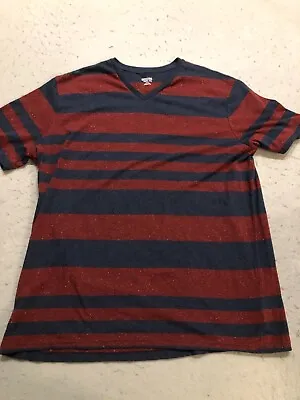 Mossimo Shirt Men's Extra Large Blue/Red Stripe Cotton V-Neck Tee • $15.47