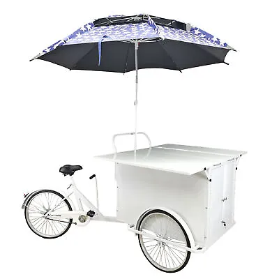 24  Tire 89.8X29.3X5.9  White Vending Trike Mobile Food Bike Cart 86.6  Umbrella • $1031.90