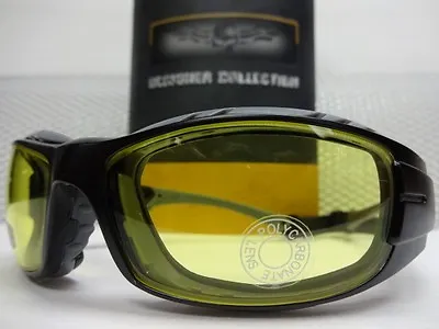 MOTORCYCLE Day Night RIDING SHOOTING YELLOW LENS PADDED SUN GLASSES Matte Black • $14.99