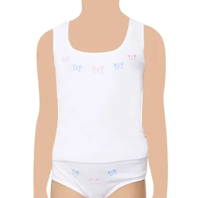£6 • Buy 3 Pack Girls Singlet 100% COTTON Kids Quality Ribbed Vests Underwear