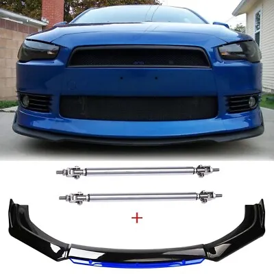 Front Bumper Chin Lip Spoiler Splitter+ Strut Rods For Mitsubishi Lancer EVO X10 • $95.11