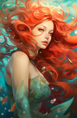 Home Art Wall Decor Gift Fantasy Mermaid Oil Painting Picture Printed On Canvas • $199.70