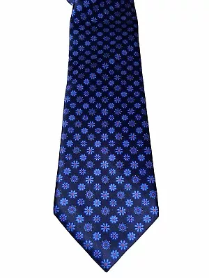 Brioni Classic Tie Blue Flower Medallion 100% Silk Necktie Made In Italy  • $49.99