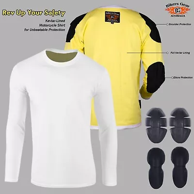 Australian Bikers Gear Motorcycle Full Kevlar Lined T-shirt Motorbike CE Armor • $147.51