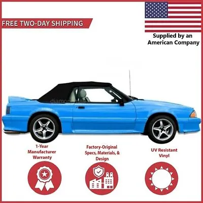 1991-93 Ford Mustang Convertible Soft Top TOP ONLY Black Pinpoint Vinyl • $219.60